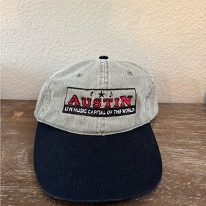 Vintage Austin Two-Tone Cotton Baseball Cap - Beige & Black